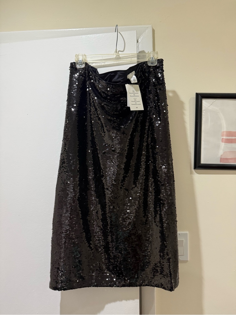 Brand New with Tags Women H&M Black Sequin Midi Skirt, size L